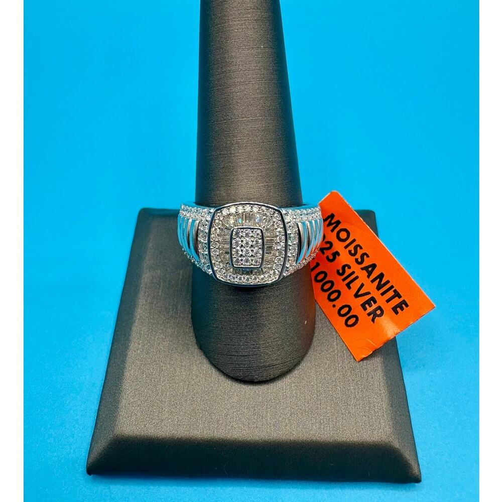 3CTW Moissanite in Stamped 925 Silver - Men's Sz. 10 - NWT